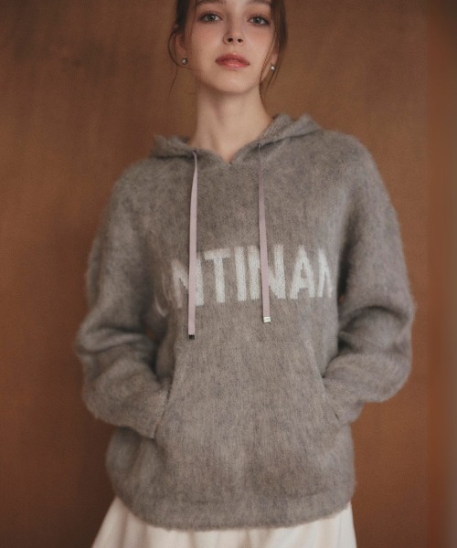LANTINAM（ランティナム）の「【ユニセックス】LM Knit Parker-ニットパーカー（パーカー・レディース・ピンク/グレー・FREE）」の5枚目の写真
