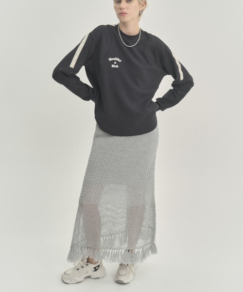Muel Chic(ミュエルシック)の「Mesh knit skirt メッシュニットスカート(スカート・レディース・ブラック/グレー/オレンジ・FREE)」の16枚目の写真
