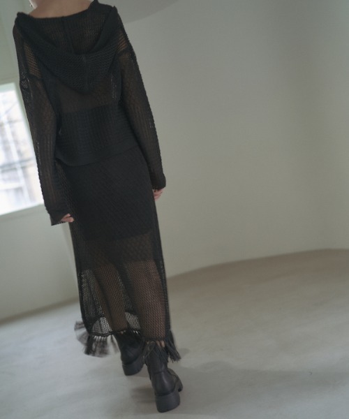 Muel Chic(ミュエルシック)の「Mesh knit skirt メッシュニットスカート(スカート・レディース・ブラック/グレー/オレンジ・FREE)」の12枚目の写真