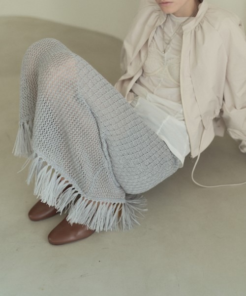 Muel Chic(ミュエルシック)の「Mesh knit skirt メッシュニットスカート(スカート・レディース・ブラック/グレー/オレンジ・FREE)」の15枚目の写真