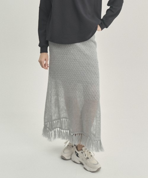 Muel Chic(ミュエルシック)の「Mesh knit skirt メッシュニットスカート(スカート・レディース・ブラック/グレー/オレンジ・FREE)」の22枚目の写真