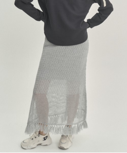Muel Chic(ミュエルシック)の「Mesh knit skirt メッシュニットスカート(スカート・レディース・ブラック/グレー/オレンジ・FREE)」の19枚目の写真