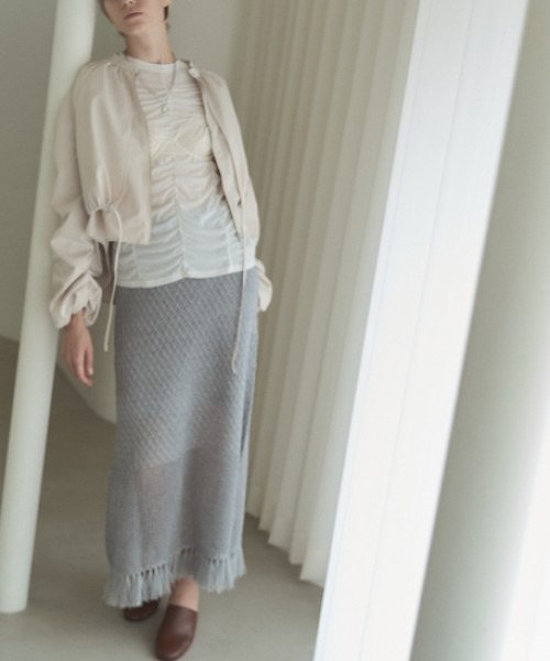 Muel Chic(ミュエルシック)の「Mesh knit skirt メッシュニットスカート(スカート・レディース・ブラック/グレー/オレンジ・FREE)」の14枚目の写真