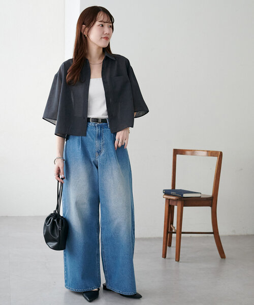 DISCOAT(ディスコート)の「ライトデニムワイドパンツ(デニムパンツ・レディース・ブルー・SMALL/MEDIUM/LARGE)」の17枚目の写真