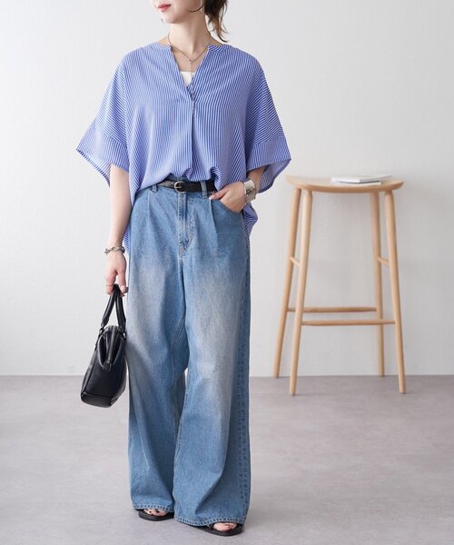 Discoat 新品ライトデニムクラッシュワイドパンツ Discoat｜ライトデニムワイドパンツ | Rakuten Fashion(楽天