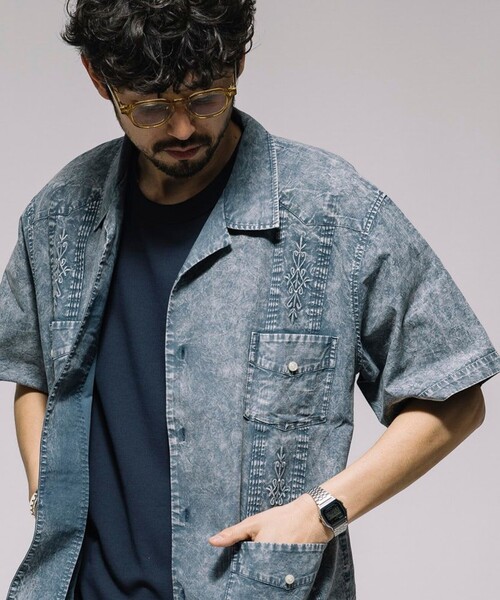 FREAK'S STORE(フリークスストア)の「フェード加工 キューバシャツ ショートスリーブ(シャツ/ブラウス・メンズ・チャコールグレー/ベージュ/ネイビー・MEDIUM/LARGE)」の3枚目の写真