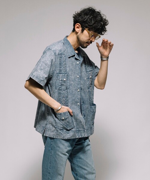 FREAK'S STORE(フリークスストア)の「フェード加工 キューバシャツ ショートスリーブ(シャツ/ブラウス・メンズ・チャコールグレー/ベージュ/ネイビー・MEDIUM/LARGE)」の19枚目の写真