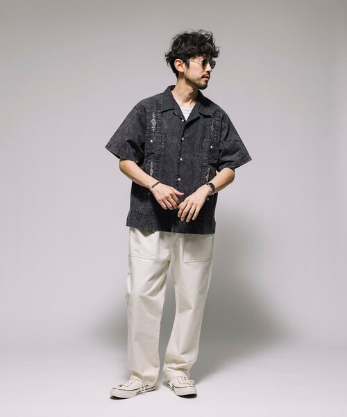FREAK'S STORE(フリークスストア)の「フェード加工 キューバシャツ ショートスリーブ(シャツ/ブラウス・メンズ・チャコールグレー/ベージュ/ネイビー・MEDIUM/LARGE)」の17枚目の写真