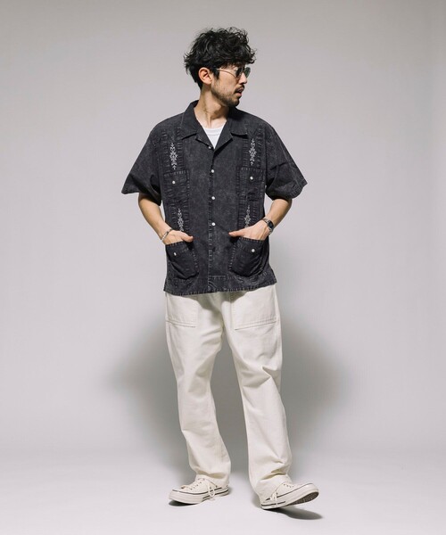 FREAK'S STORE(フリークスストア)の「フェード加工 キューバシャツ ショートスリーブ(シャツ/ブラウス・メンズ・チャコールグレー/ベージュ/ネイビー・MEDIUM/LARGE)」の15枚目の写真