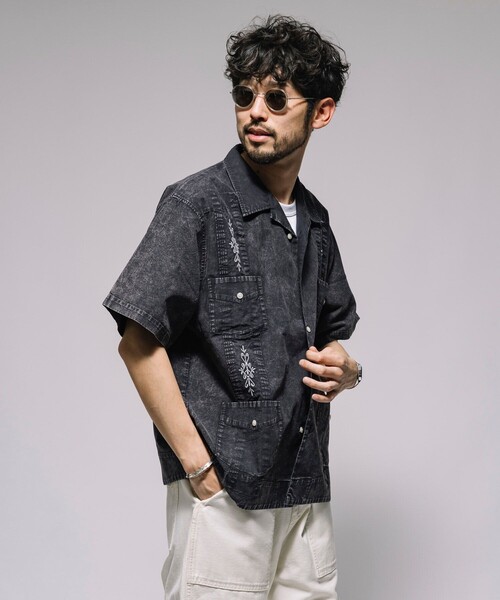 FREAK'S STORE(フリークスストア)の「フェード加工 キューバシャツ ショートスリーブ(シャツ/ブラウス・メンズ・チャコールグレー/ベージュ/ネイビー・MEDIUM/LARGE)」の11枚目の写真