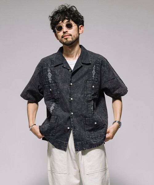 FREAK'S STORE(フリークスストア)の「フェード加工 キューバシャツ ショートスリーブ(シャツ/ブラウス・メンズ・チャコールグレー/ベージュ/ネイビー・MEDIUM/LARGE)」の10枚目の写真