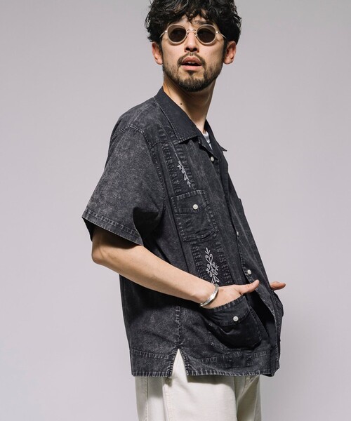 FREAK'S STORE(フリークスストア)の「フェード加工 キューバシャツ ショートスリーブ(シャツ/ブラウス・メンズ・チャコールグレー/ベージュ/ネイビー・MEDIUM/LARGE)」の9枚目の写真