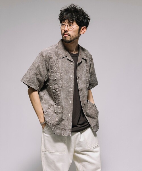FREAK'S STORE(フリークスストア)の「フェード加工 キューバシャツ ショートスリーブ(シャツ/ブラウス・メンズ・チャコールグレー/ベージュ/ネイビー・MEDIUM/LARGE)」の5枚目の写真
