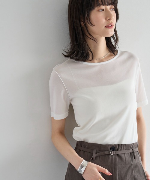 meilmada（メイルマダ）の「メッシュシアーTシャツ（Tシャツ/カットソー・レディース・ブラック/ホワイト・FREE）」の4枚目の写真