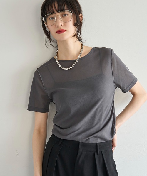 meilmada（メイルマダ）の「メッシュシアーTシャツ（Tシャツ/カットソー・レディース・ブラック/ホワイト・FREE）」の22枚目の写真