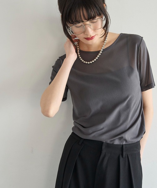 meilmada（メイルマダ）の「メッシュシアーTシャツ（Tシャツ/カットソー・レディース・ブラック/ホワイト・FREE）」の21枚目の写真