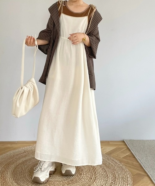 INTER FACTORY（インターファクトリー）の「choco - パイピングキャミワンピース made in INTER FACTORY（ワンピース・レディース・アイボリー/ベージュ・FREE）」の6枚目の写真