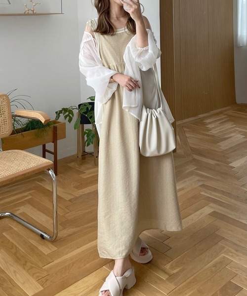 INTER FACTORY（インターファクトリー）の「choco - パイピングキャミワンピース made in INTER FACTORY（ワンピース・レディース・アイボリー/ベージュ・FREE）」の12枚目の写真