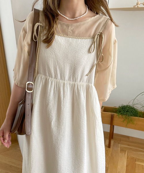 INTER FACTORY（インターファクトリー）の「choco - パイピングキャミワンピース made in INTER FACTORY（ワンピース・レディース・アイボリー/ベージュ・FREE）」の9枚目の写真