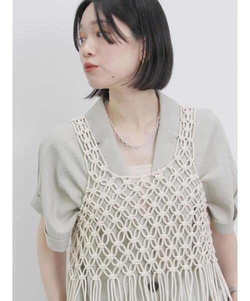 Samansa Mos2 blue（サマンサモスモスブルー）の「コードビスチェ（ベスト・レディース・ブラック/トップグレー/キナリ・F）」の5枚目の写真