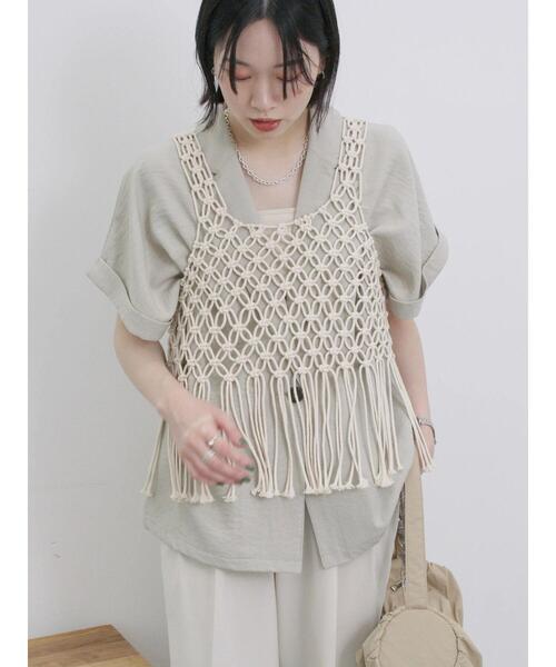 Samansa Mos2 blue（サマンサモスモスブルー）の「コードビスチェ（ベスト・レディース・ブラック/トップグレー/キナリ・F）」の6枚目の写真