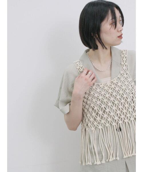 Samansa Mos2 blue（サマンサモスモスブルー）の「コードビスチェ（ベスト・レディース・ブラック/トップグレー/キナリ・F）」の7枚目の写真