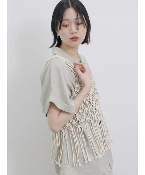 Samansa Mos2 blue（サマンサモスモスブルー）の「コードビスチェ（ベスト・レディース・ブラック/トップグレー/キナリ・F）」の9枚目の写真