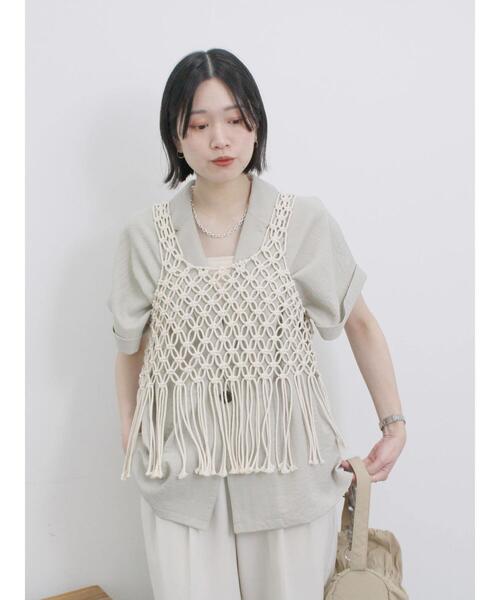 Samansa Mos2 blue（サマンサモスモスブルー）の「コードビスチェ（ベスト・レディース・ブラック/トップグレー/キナリ・F）」の12枚目の写真