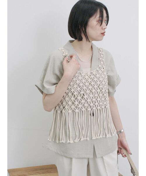 Samansa Mos2 blue（サマンサモスモスブルー）の「コードビスチェ（ベスト・レディース・ブラック/トップグレー/キナリ・F）」の13枚目の写真