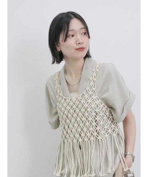 Samansa Mos2 blue（サマンサモスモスブルー）の「コードビスチェ（ベスト・レディース・ブラック/トップグレー/キナリ・F）」の14枚目の写真