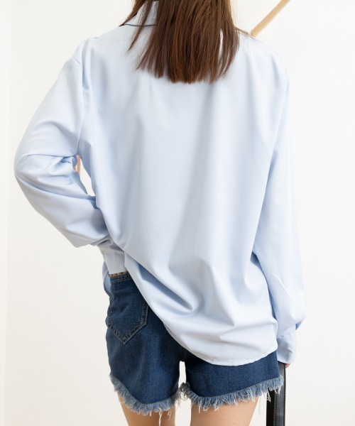 Miniministore(ミニミニストア)の「薄手シャツブラウス長袖レディース襟シャツ(シャツ/ブラウス・レディース・カーキ/ブルー/ミント/ホワイト/ベージュ/ピンク・FREE)」の18枚目の写真