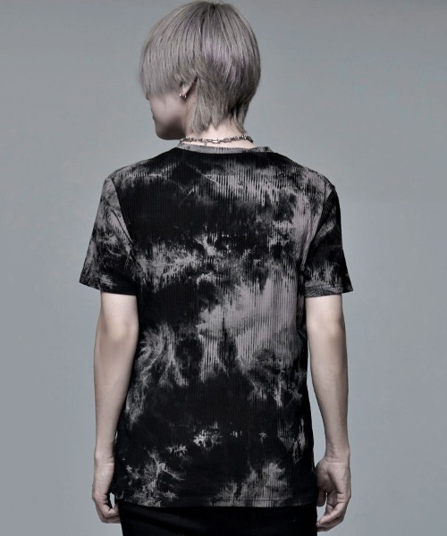 SILVER BULLET（シルバーバレット）の「『Bernings Sho/バーニングショー』ムラ染めテレコ半袖VネックTシャツ（Tシャツ/カットソー・メンズ・ブラック×ベージュ/ホワイト×ブラック・L/XL/M）」の7枚目の写真