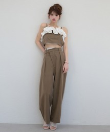 bi-color double waste pants / 配色ダブルウエストパンツ