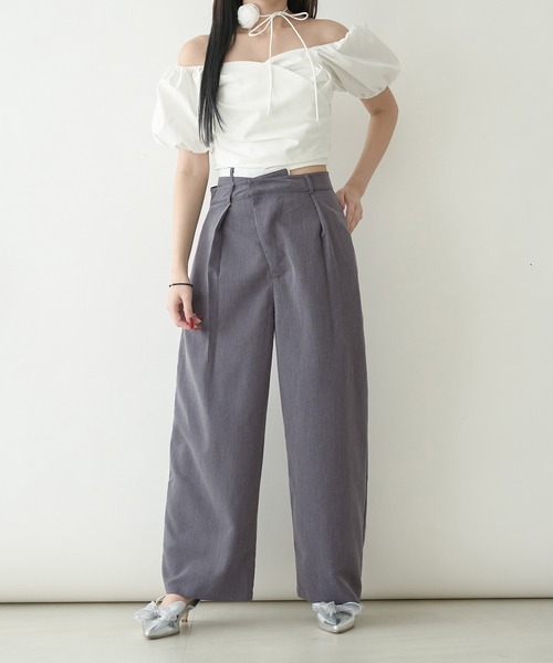 Ambre Neige(アンブルネージュ)の「bi-color double waste pants / 配色ダブルウエストパンツ(その他パンツ・レディース・グレー/ライトブラウン・FREE)」の7枚目の写真