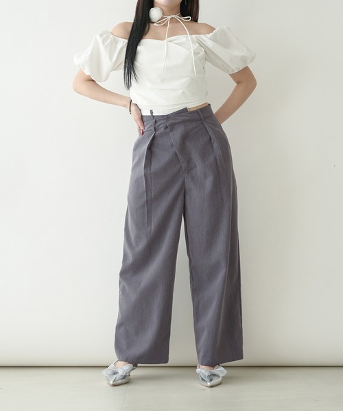 Ambre Neige(アンブルネージュ)の「bi-color double waste pants / 配色ダブルウエストパンツ(その他パンツ・レディース・グレー/ライトブラウン・FREE)」の6枚目の写真