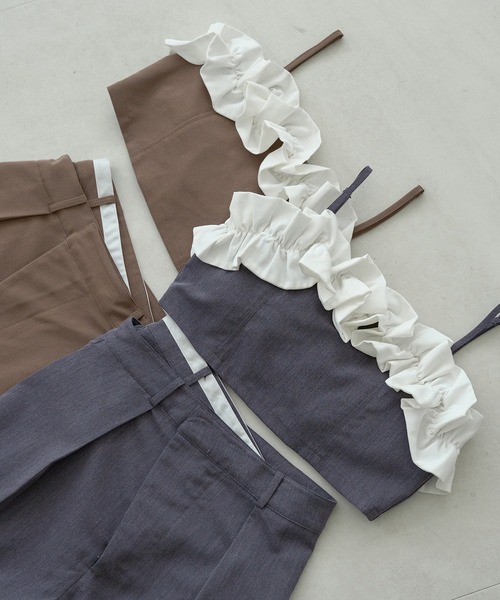 Ambre Neige(アンブルネージュ)の「bi-color double waste pants / 配色ダブルウエストパンツ(その他パンツ・レディース・グレー/ライトブラウン・FREE)」の10枚目の写真