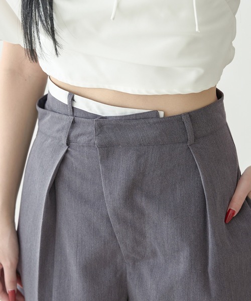 Ambre Neige(アンブルネージュ)の「bi-color double waste pants / 配色ダブルウエストパンツ(その他パンツ・レディース・グレー/ライトブラウン・FREE)」の3枚目の写真