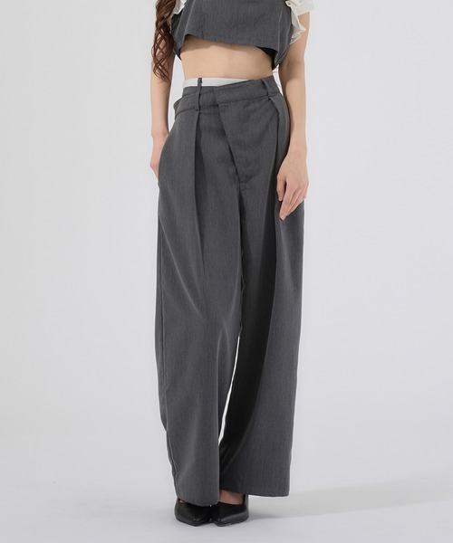Ambre Neige(アンブルネージュ)の「bi-color double waste pants / 配色ダブルウエストパンツ(その他パンツ・レディース・グレー/ライトブラウン・FREE)」の14枚目の写真