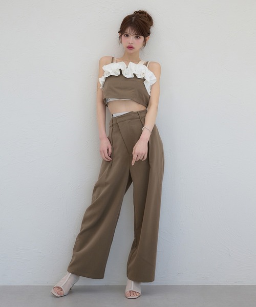 Ambre Neige(アンブルネージュ)の「bi-color double waste pants / 配色ダブルウエストパンツ(その他パンツ・レディース・グレー/ライトブラウン・FREE)」の11枚目の写真