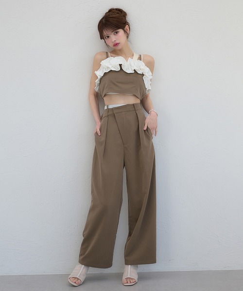 Ambre Neige(アンブルネージュ)の「bi-color double waste pants / 配色ダブルウエストパンツ(その他パンツ・レディース・グレー/ライトブラウン・FREE)」の12枚目の写真