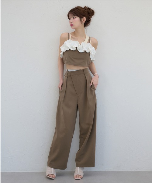 Ambre Neige(アンブルネージュ)の「bi-color double waste pants / 配色ダブルウエストパンツ(その他パンツ・レディース・グレー/ライトブラウン・FREE)」の13枚目の写真