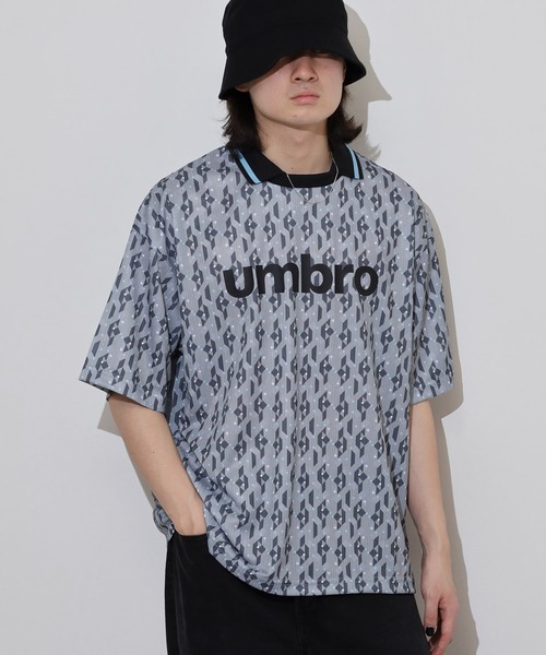 UMBRO アンブロ 総柄 フロントプリント スキッパーポロ半袖TEE