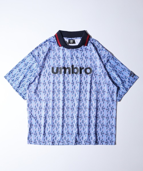 UMBRO アンブロ 総柄 フロントプリント スキッパーポロ半袖TEE