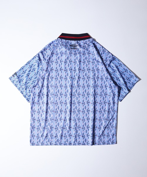 UMBRO アンブロ 総柄 フロントプリント スキッパーポロ半袖TEE