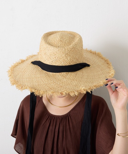 PAPILLONNER（パピヨネ）の「リボンラフィアハット（ハット・レディース・ベージュ・FREE）」の4枚目の写真