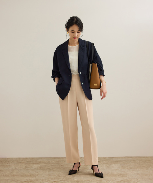 ROPE'（ロペ）の「レーヨンリネン ライトジャケット【セットアップパンツ・ワンピース対応】（テーラードジャケット・レディース・ネイビー/ブラウン・38/36）」の12枚目の写真