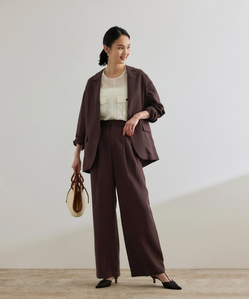 ROPE'（ロペ）の「レーヨンリネン ライトジャケット【セットアップパンツ・ワンピース対応】（テーラードジャケット・レディース・ネイビー/ブラウン・38/36）」の13枚目の写真