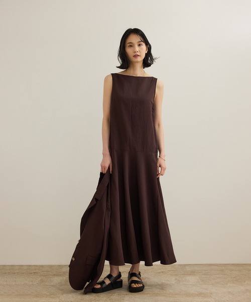 ROPE'（ロペ）の「レーヨンリネン ライトジャケット【セットアップパンツ・ワンピース対応】（テーラードジャケット・レディース・ネイビー/ブラウン・38/36）」の3枚目の写真
