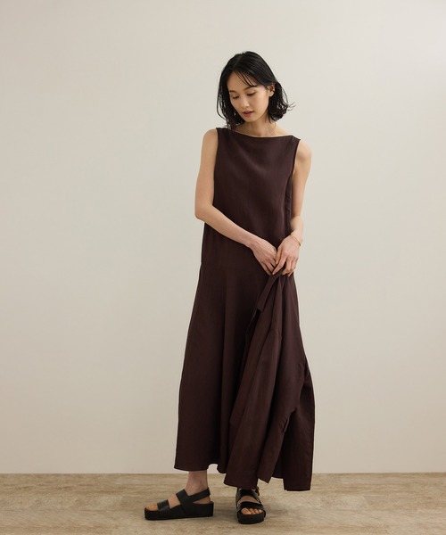 ROPE'（ロペ）の「レーヨンリネン ライトジャケット【セットアップパンツ・ワンピース対応】（テーラードジャケット・レディース・ネイビー/ブラウン・38/36）」の4枚目の写真