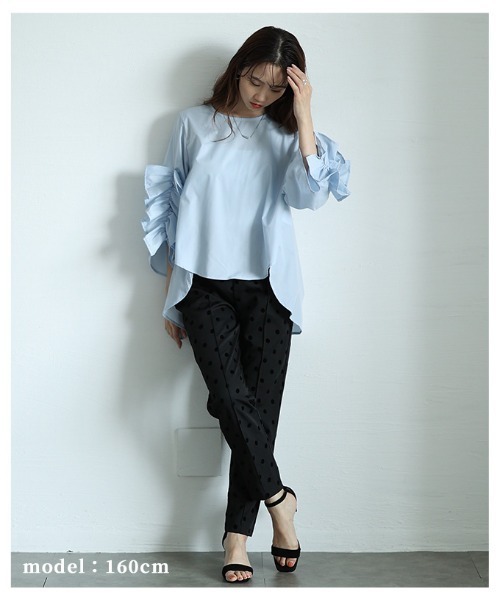 Sawa a la mode（サワアラモード）の「袖フリルフィッシュテールブラウス（シャツ/ブラウス・レディース・ホワイト/ブルー・FREE）」の15枚目の写真